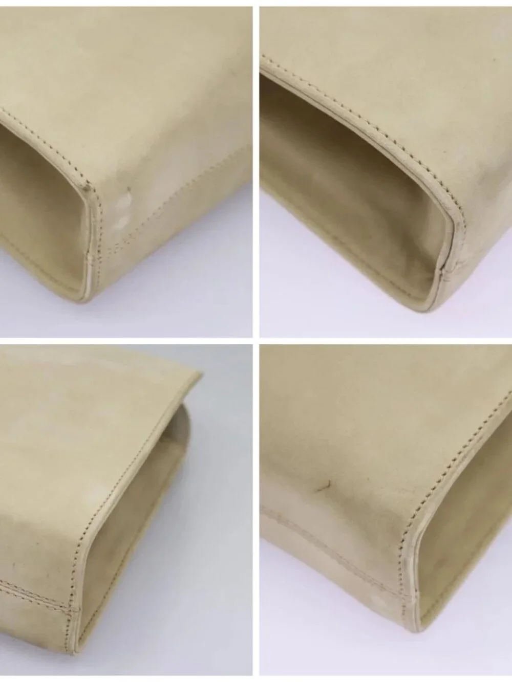 Salvatore Ferragamo Gancini Chain Shoulder Bag Suede Beige Gold Auth MY113